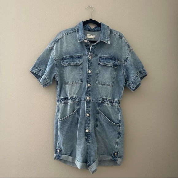 FREE PEOPLE Marci Cuffed Shortalls Coverall Romper in Marrakesh Size XL NWT - Picture 5 of 8